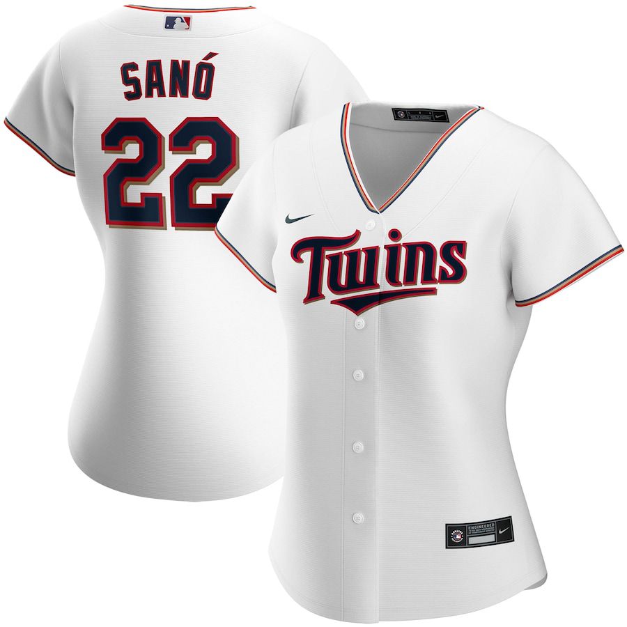 Cheap Womens Minnesota Twins 22 Miguel Sano Nike White Home Replica Player MLB Jerseys